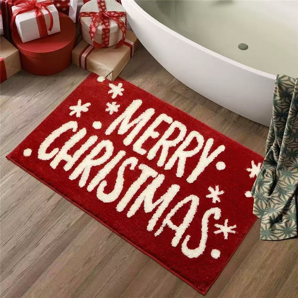 Text Print Imitation Cashmere Floor Mat