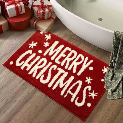 Text Print Imitation Cashmere Floor Mat