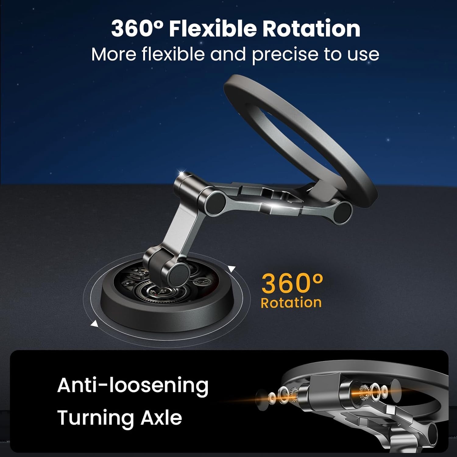 Soporte Movil Coche Para Magsafe,Soporte Magnético Plegable,Rotación De 360°,Succión Potente,Parabrisas & Salpicadero Porta Movil,Todo Metal Soporte Telefono Coche Para Iphone Y Funda Magsafe