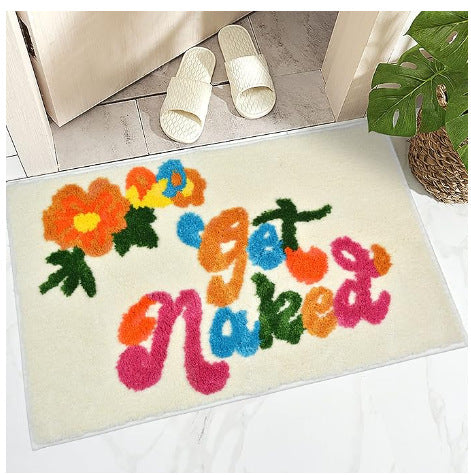 Text Print Imitation Cashmere Floor Mat