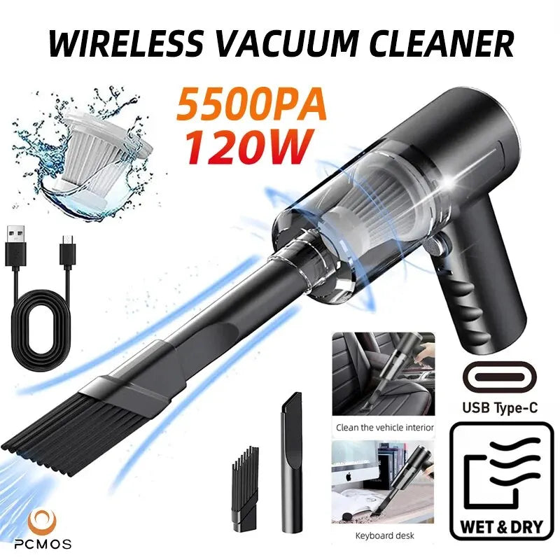 1PC Wireless Vacuum Cleaner Dual Use for Home and Car High Power Powerful Vacuum Cleaner Black
