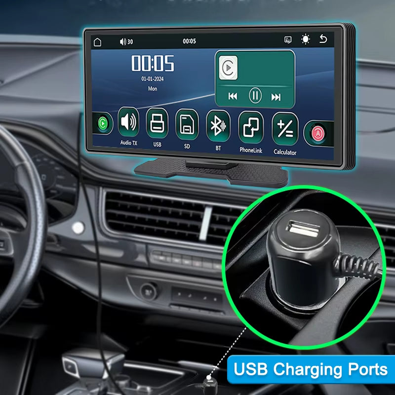 10.26-Inch Wireless Carplay Android Auto Car Portable GPS Navigation Car Display Screen Central Control Screen Radio