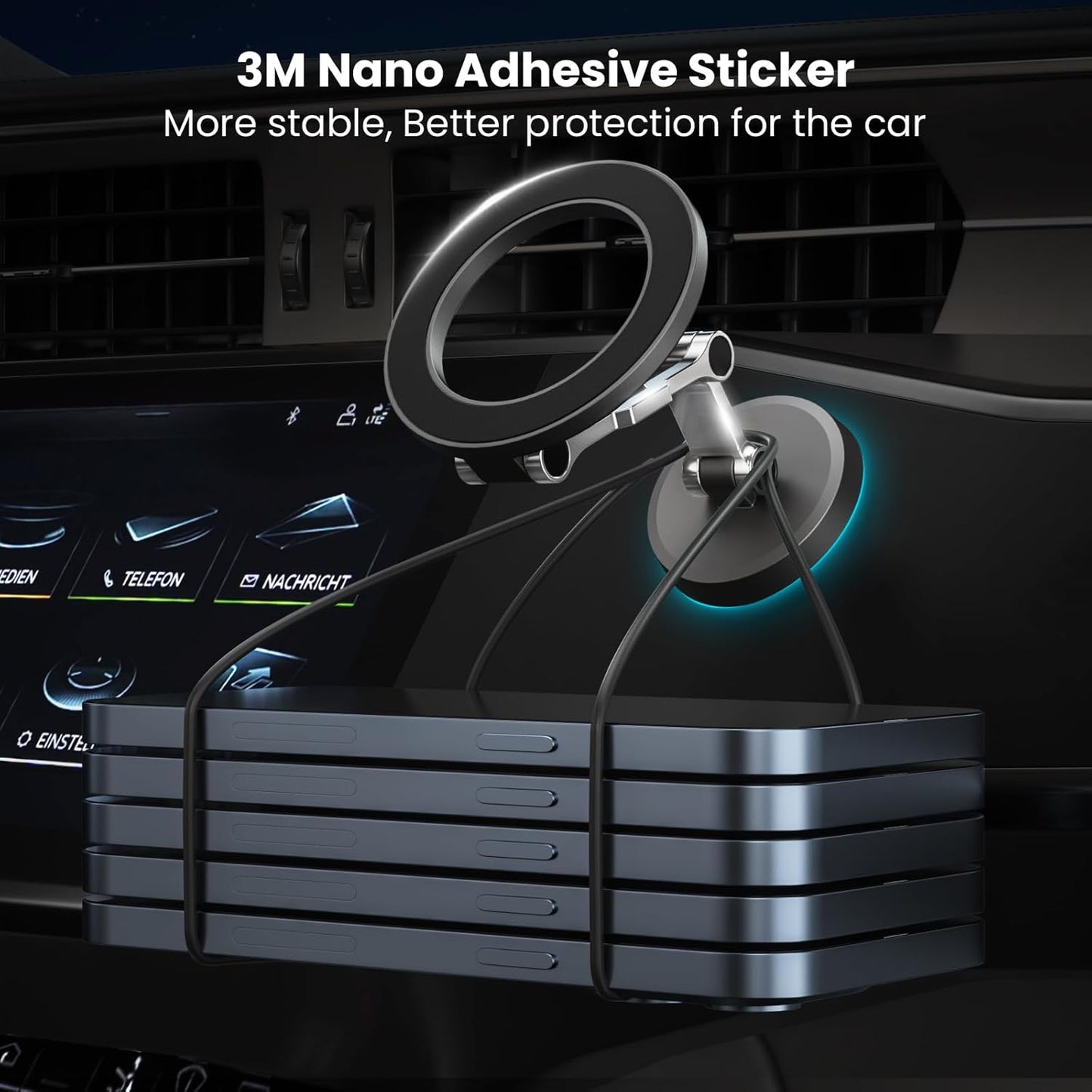 Soporte Movil Coche Para Magsafe,Soporte Magnético Plegable,Rotación De 360°,Succión Potente,Parabrisas & Salpicadero Porta Movil,Todo Metal Soporte Telefono Coche Para Iphone Y Funda Magsafe