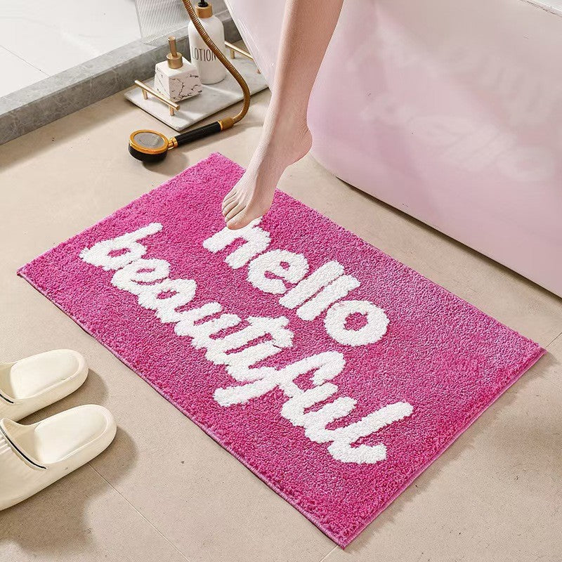 Text Print Imitation Cashmere Floor Mat